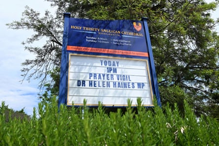 The Holy Trinity Anglican cathedral in Wangaratta advertises a vigil for Haines on Tuesday.