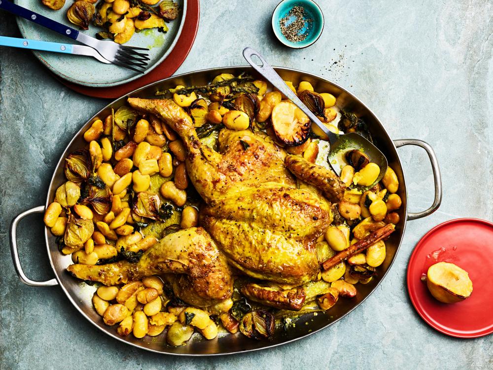 Sheet Pan Skillet Chicken With Roasted Potatoes And Carrots Whole