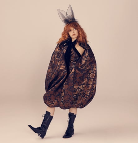 ‘I‘ve become someone who thinks in clues, who jokes in puzzles’: Natasha Lyonne wears dress by Erdem, boots by Tamara Mellon and headpiece by Rinaldy A Yunardi.