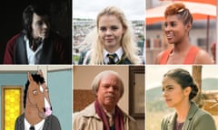 Composite image showing stills from (clockwise from top left) Atlanta, Derry Girls, Insecure, Doctor Who, Inside No. 9, and Bojack Horseman
