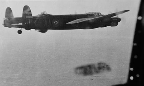 The Mallon Lancaster in 1945, with Bob visible in the cockpit