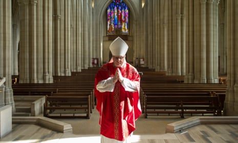Rev John Wilson, Catholic archbishop of Southwark, in an empty St Georges Cathedral in April 2020