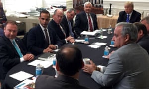 George Papadopoulos, second from left, in a photograph released on Donald Trump’s Instagram account on 1 April 2016.