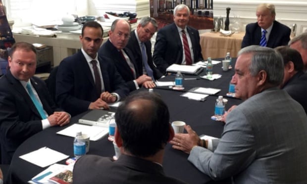 George Papadopoulos, second from left, in a photograph released on Donald Trump’s Instagram account last year.