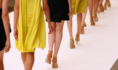 Legs of models on the catwalk