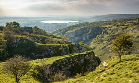 A view from the Pinnacles, Cheddar Gorge, over to Cheddar Reservoir.
