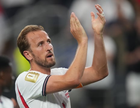Harry Kane applauds the England fans after the game in Dallas