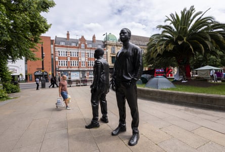 Two 9ft-high statues of a man and a woman