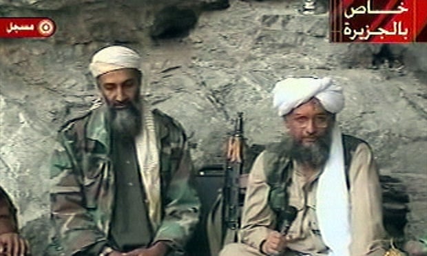 Zawahiri, right, with Bin Laden in a television image  