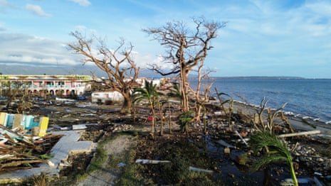 Destroyed buildings after the passage of Hurricane Melissa, in Black River, St Elizabeth, Jamaica.