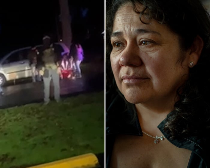Daughter realises her mother is being arrested by ICE agents in Oregon – video