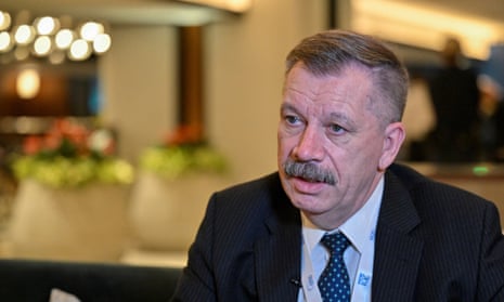 Ukraine’s deputy minister of defence, Volodymyr Havrylov, speaks during an interview with Reuters in Singapore.