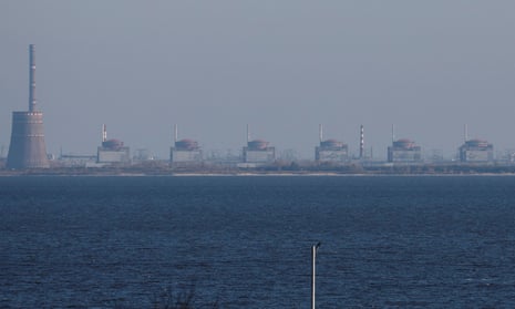 Zaporizhzhia nuclear power plant seen from Nikopol.