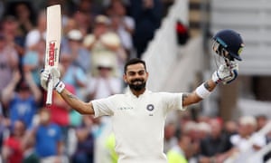 Kohli celebrates his 23rd test century.