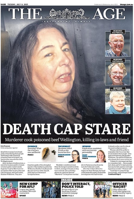 The front page of the Age, Tuesday 8 July 2025.