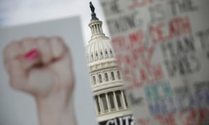 Protest signs outside Capitol Hill.