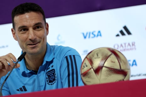 Head coach of Argentina Lionel Scaloni during a press conference at the Qatar National Convention Center in Doha.