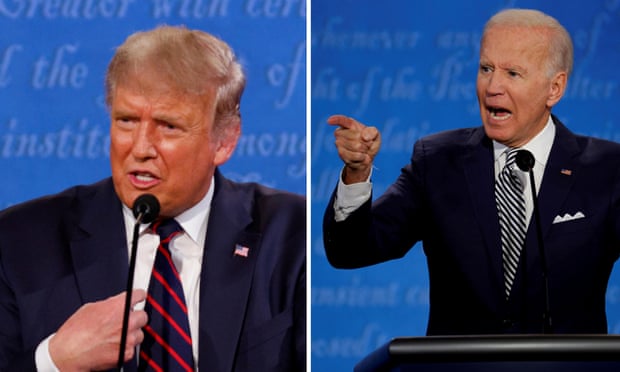 US president Donald Trump and Democratic presidential nominee Joe Biden during the first 2020 presidential campaign debate this week. 