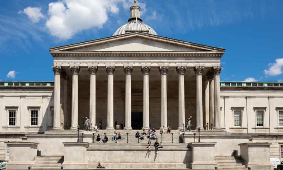 University College London with students sitting on steps