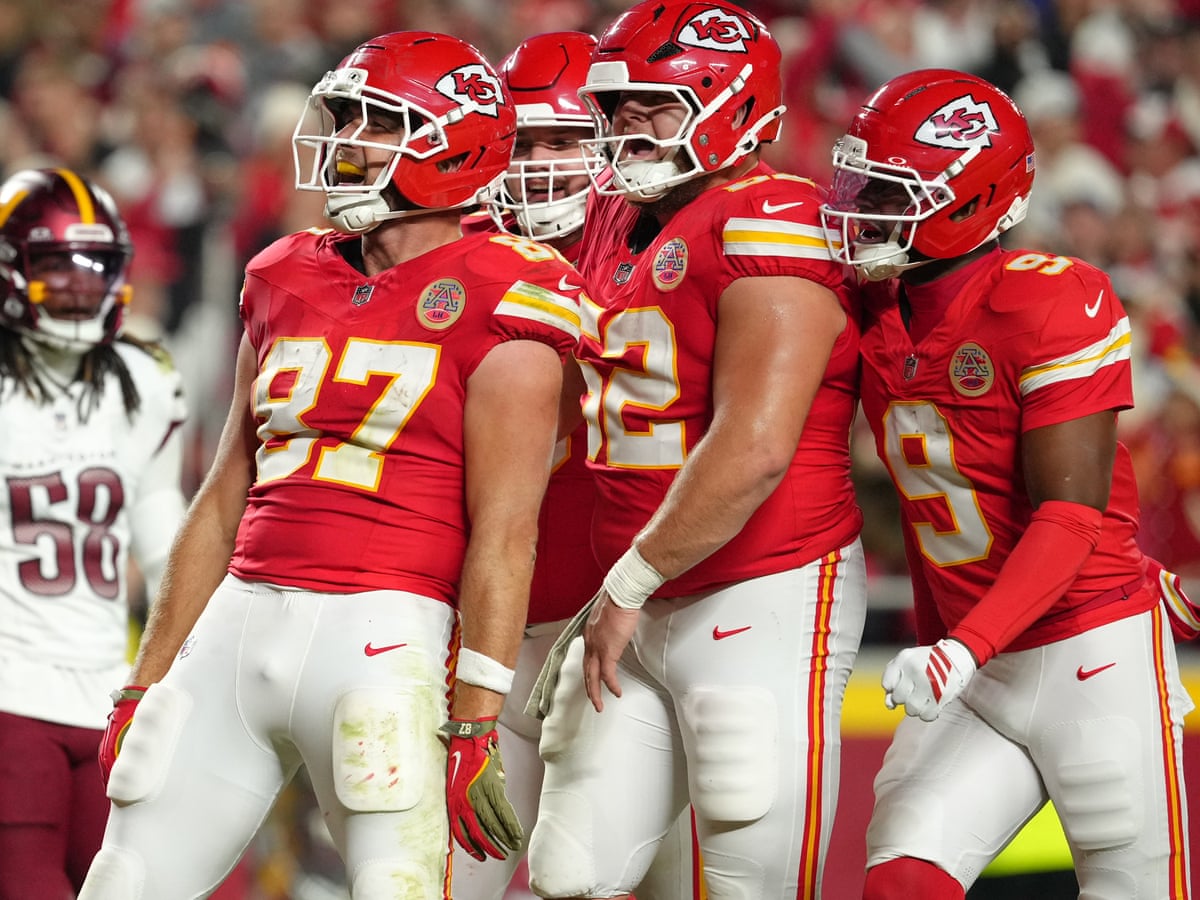 Mahomes overcomes early interceptions to lead Chiefs to victory over Commanders | NFL | The Guardian
