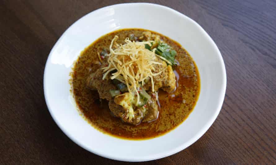 'In a strongly spiced broth': roasted cauliflower.