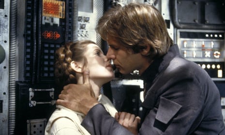 Han Solo, wearing the jacket being auctioned by Prop Store, with Princess Leia in Star Wars: Episode V – The Empire Strikes Back.