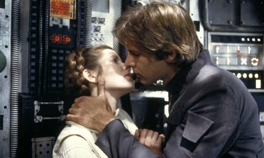 The princess and the scoundrel ... Carrie Fisher as Leia and Harrison Ford as Han Solo in Star Wars: The Empire Strikes Back, 1980.