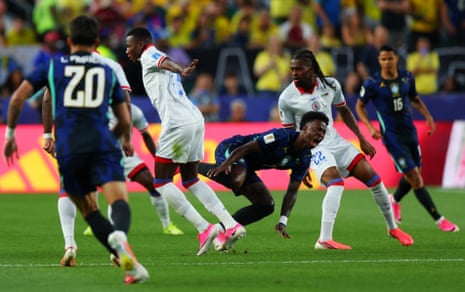 Vinicius Junior looks for a penalty.