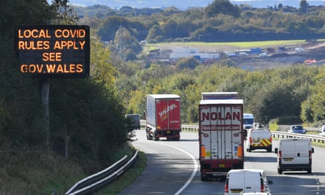 A sign on the M4 motorway near Cardiff in Wales.