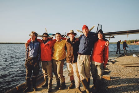 Alex Messenger (third from right) with the team at the start of the trip.