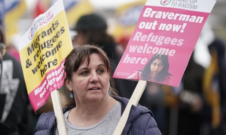1000's attend London rally to demand basic election | Protest 3 Anti-racism groups protesters at the march demanded the removal of Suella Braverman as home secretary.