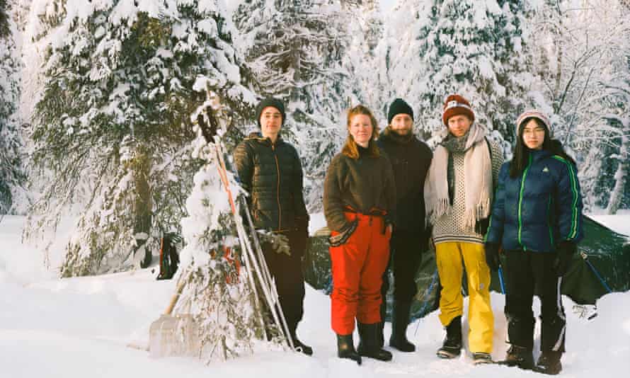 Activists at the Forest Rebellion protest camp’s tent near Kangos, Sweden. From left to right: Carola Rackete, Sofia Olsson, Jakob “Dory” Schleicher, Jakob Bowers, Lan Pham.