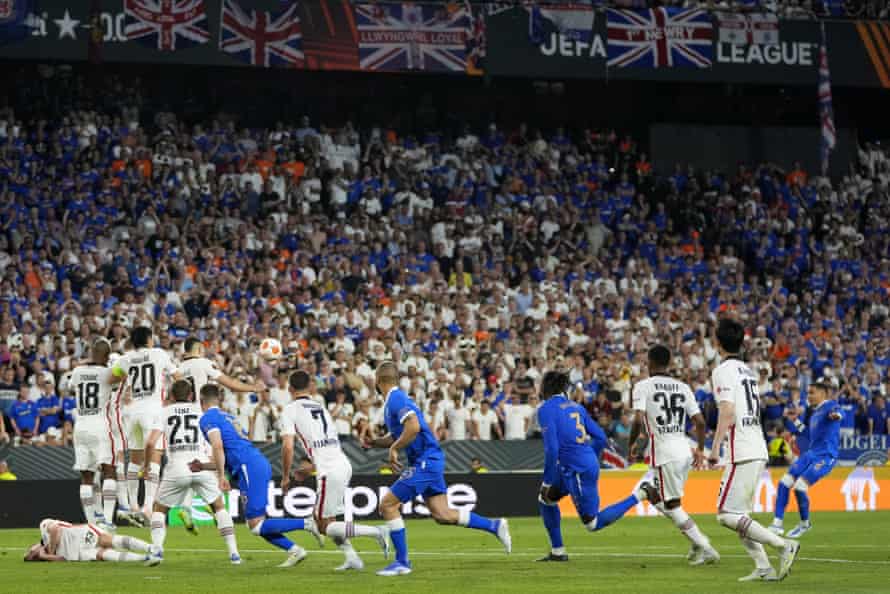 James Tavernier of Rangers takes a free kick.
