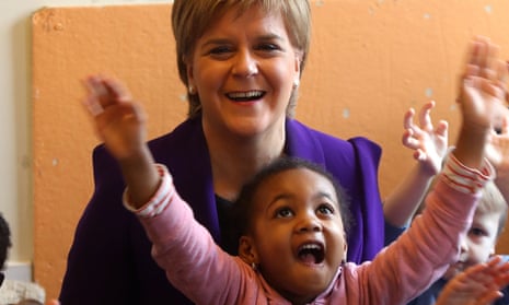 Nicola Sturgeon on a visit to a childcare centre in Edinburgh last year.