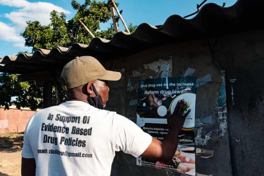 Posters warning of the dangers of crystal meth in Glen View township in Harare