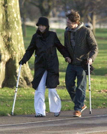 Martha Lane Fox learns to walk again with the help of a friend.