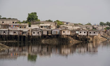 Houses built on stilts over the river in Guayaquil, Ecuador