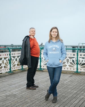 Robert Thomas and his daughter, Lowri, on Penarth pier