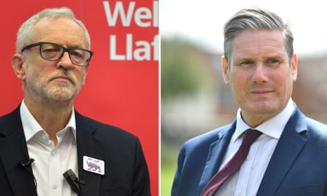 Former Labour leader Jeremy Corbyn and the current leader, Keir Starmer