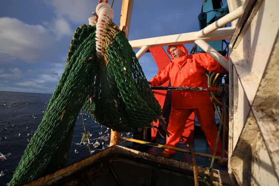 Crew members of the Radiant Star fishing in Shetland