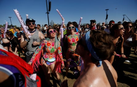 Concertgoers watch a performance at the Coachella festival in California.