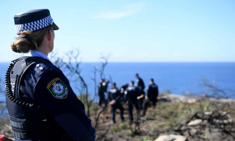 Police undertaking a search at North Head near Manly after White’s arrest in 2020.