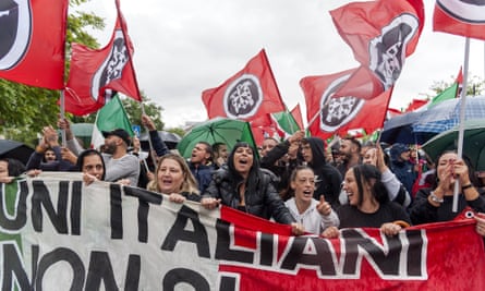 Demonstrators from the Italian far-right movement CasaPound