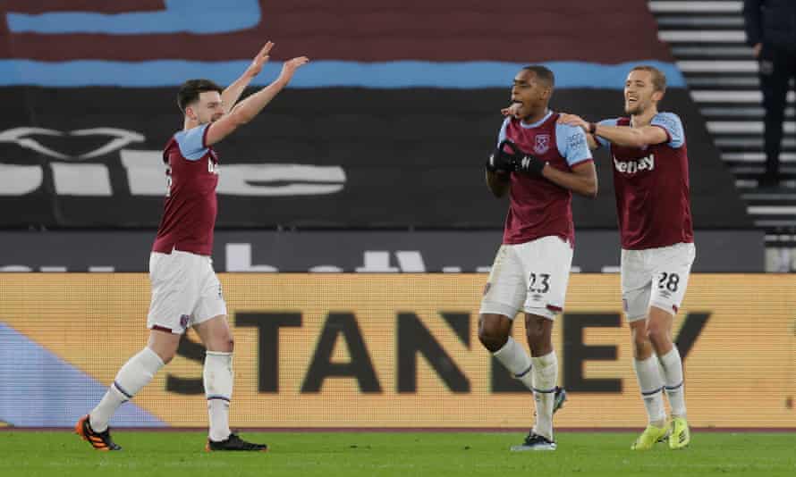 Issa Diop celebrates his goal during West Ham’s comfortable win over Sheffield United