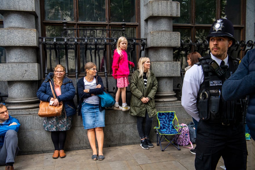 People waiting on the streets near Whitehall