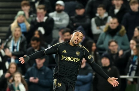 Fulham's Kenny Tete celebrates scoring their first goal at Tottenham.