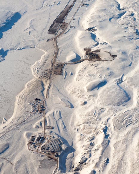 An aerial view of Baffinland's Mary River ironore mine on Baffin Island, Nunavut, Canada.