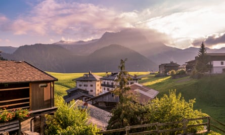 Beautiful village of Sauris di sopra in the mountains, italian dolomites.