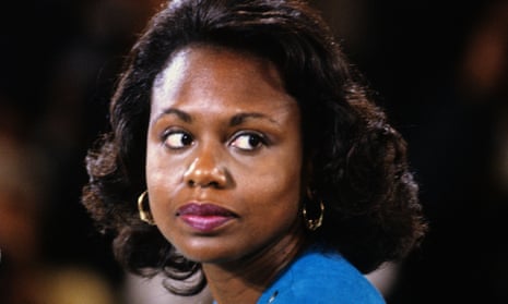 Anita Hill testifies after accusing Judge Clarence Thomas of sexual harassment, 1991.