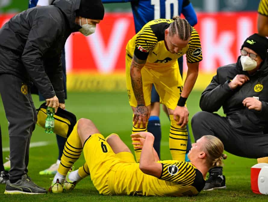 Erling Haaland’s injury is a worry for Dortmund.